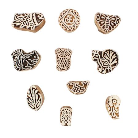 Set of 10 Piece New Mix Wooden Printing Block